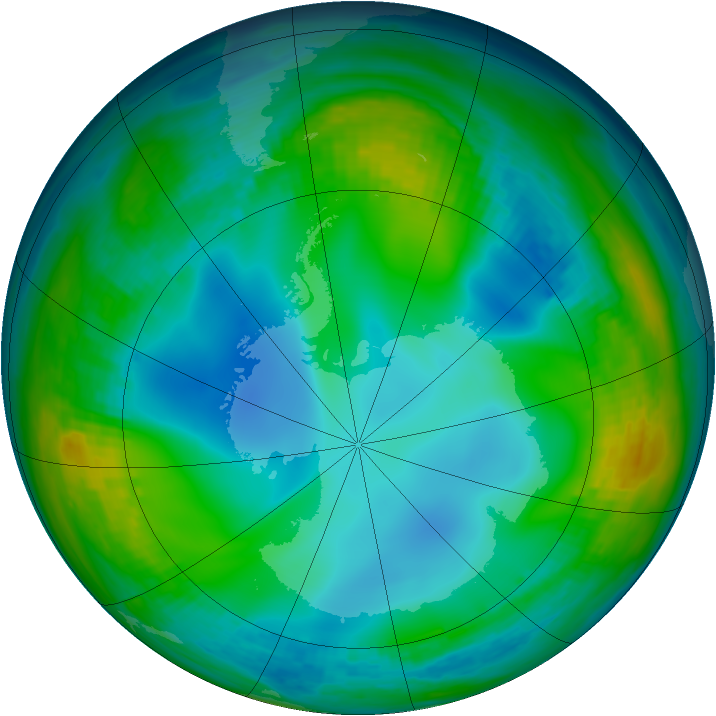 Antarctic ozone map for 12 June 1991